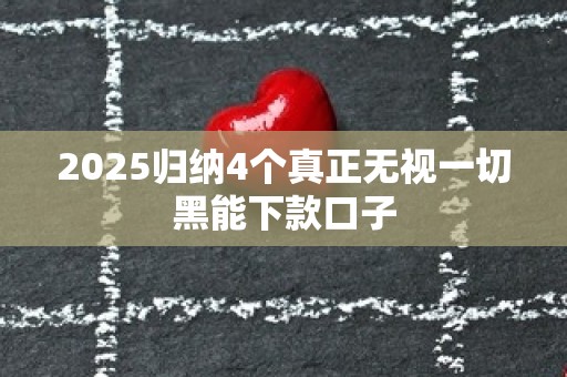 2025归纳4个真正无视一切黑能下款口子