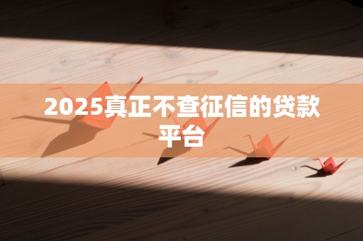 2025真正不查征信的贷款平台
